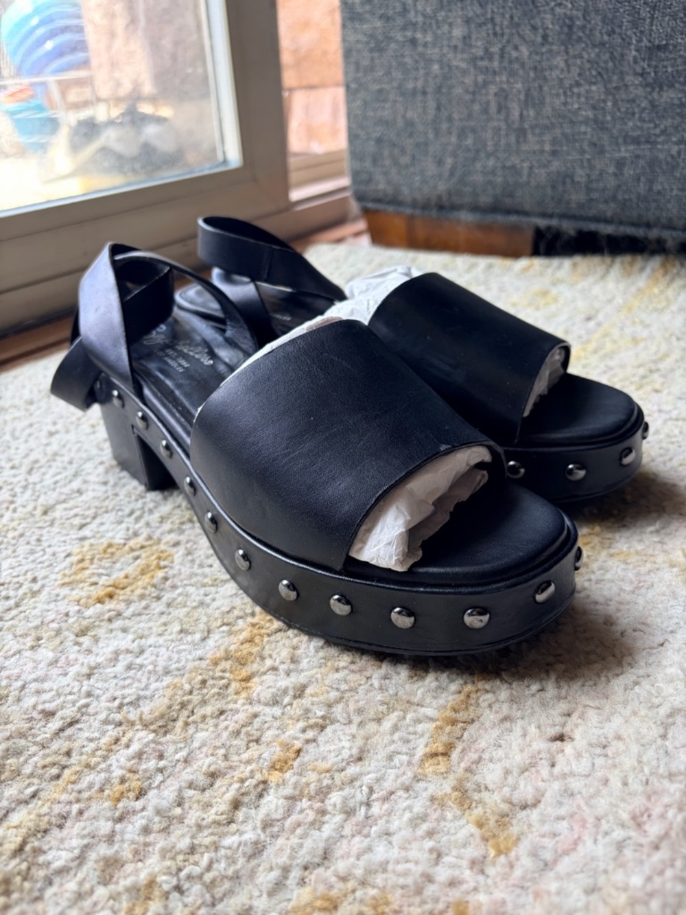 Black Seychelles Studded Platform Sandals - Women's